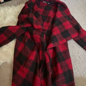 Ralph Lauren Red and Black Plaid Cardigan